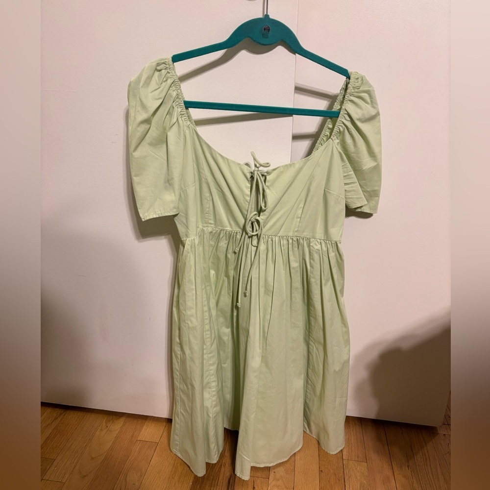 Abercrombie & Fitch Light Green Puff Sleeve Mini Dress